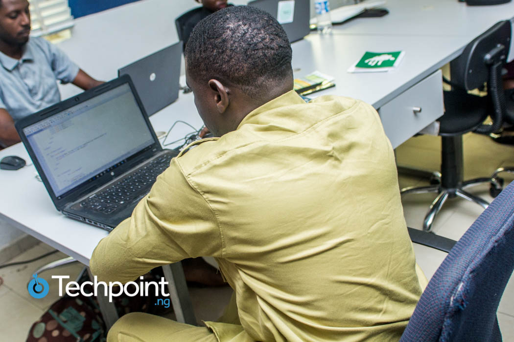 Man working with a computer