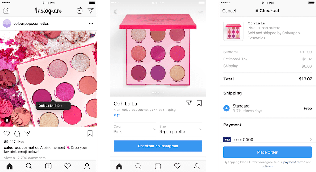 Instagram Checkout screenshot