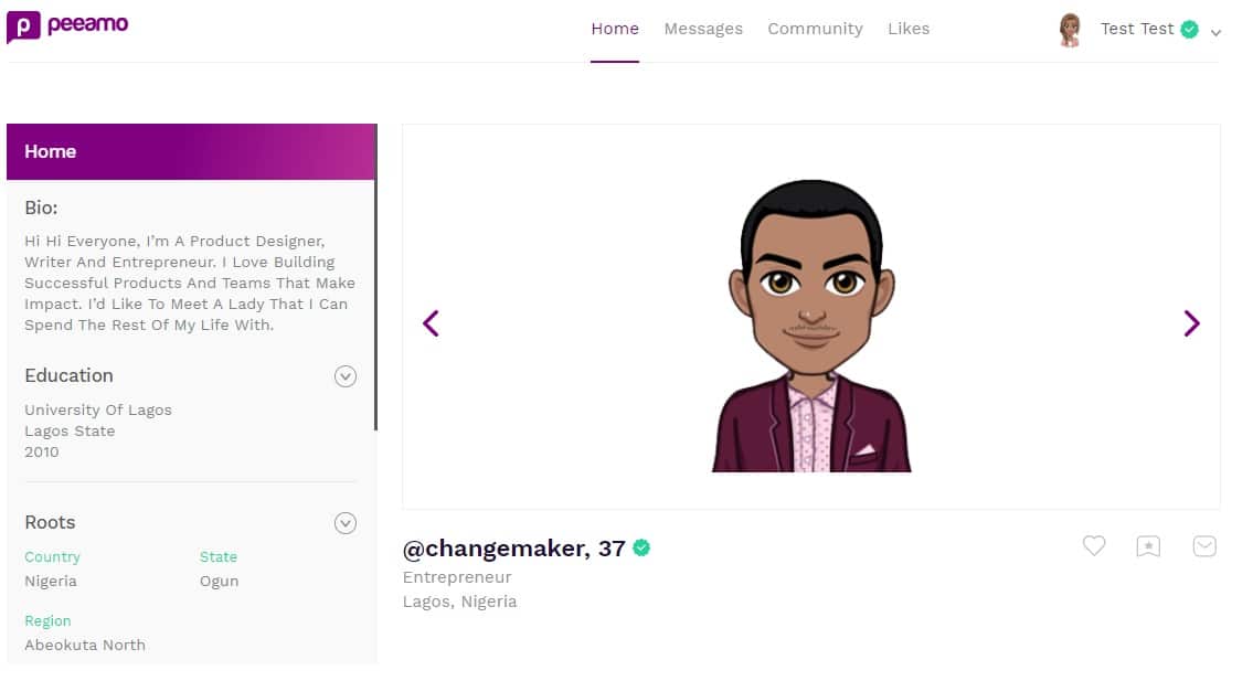 Peeamo: Solving the loneliness of Nigerian professionals, one download at a time. 1 Web Profile PEEAMO