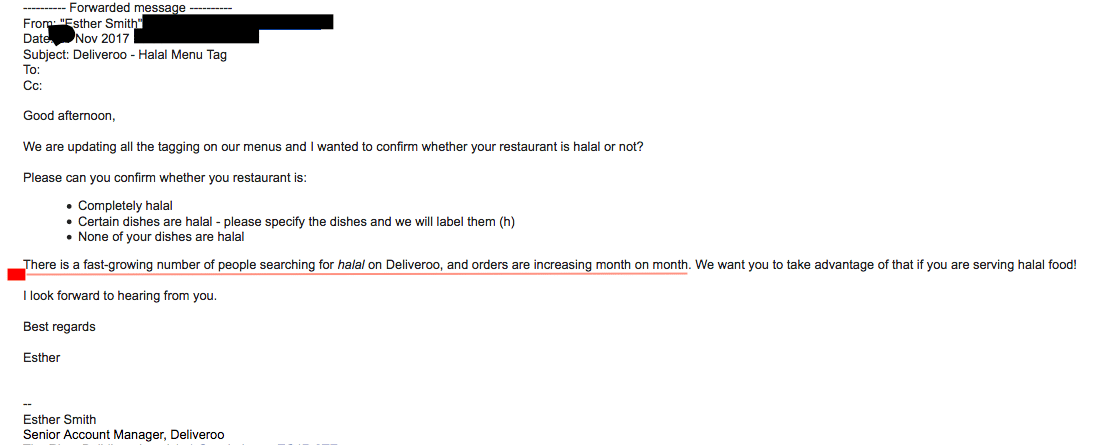 Deliveroo Halal Menu Tag