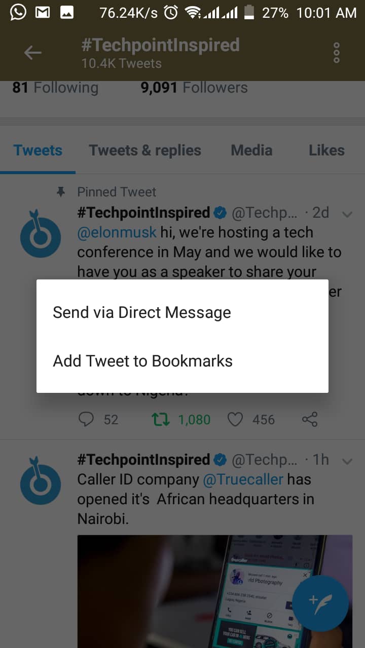 Twitter Introduces Bookmark Feature So You Can Privately Save Important Tweets Techpoint Africa