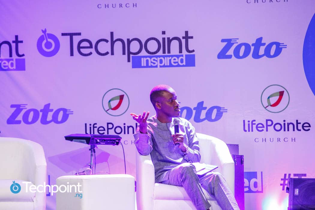 Pastor Godman at Techpoint Inspired speaking on the role of religion in entrepreneurship