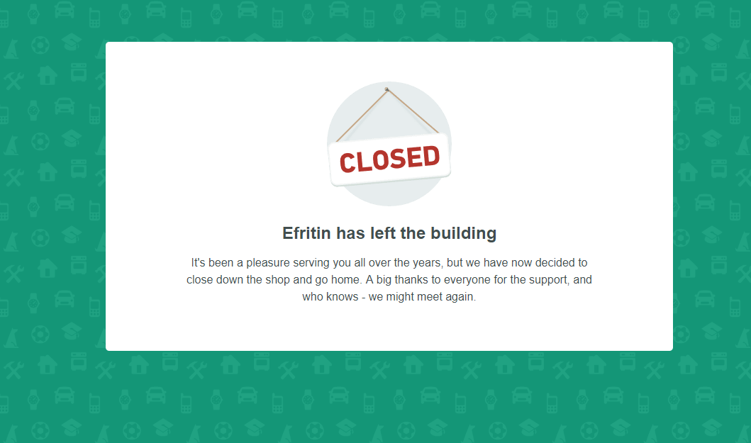 efritin shutdown