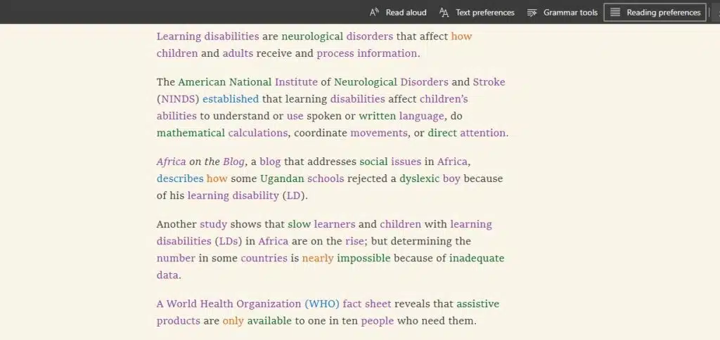 Immersive Reader on Microsoft Edge