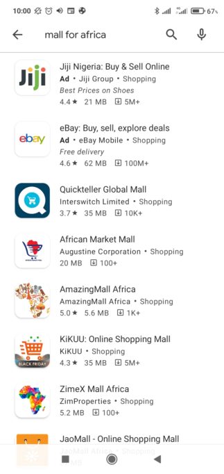 Android mall for Africa screenshot