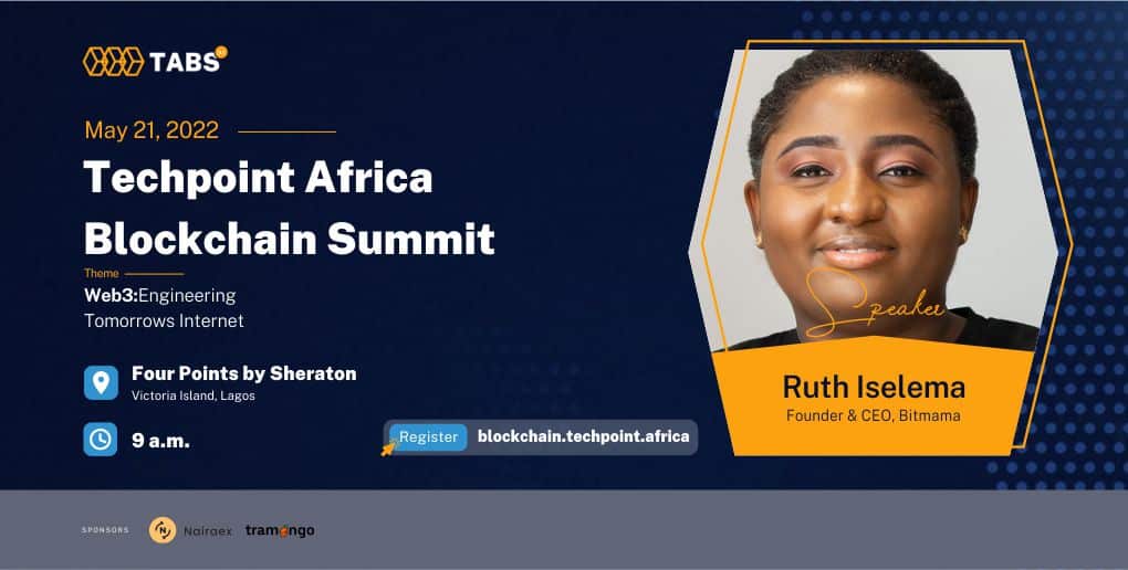 Ruth Iselema. Speaker at the Techpoint Africa Blockchain Summit