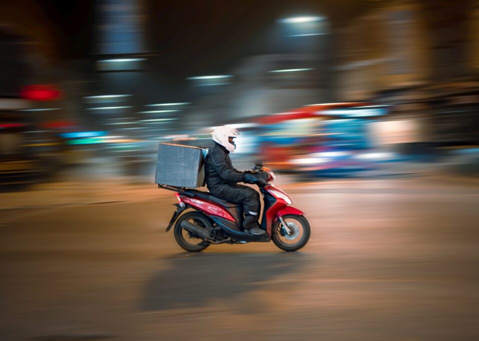 A food delivery rider