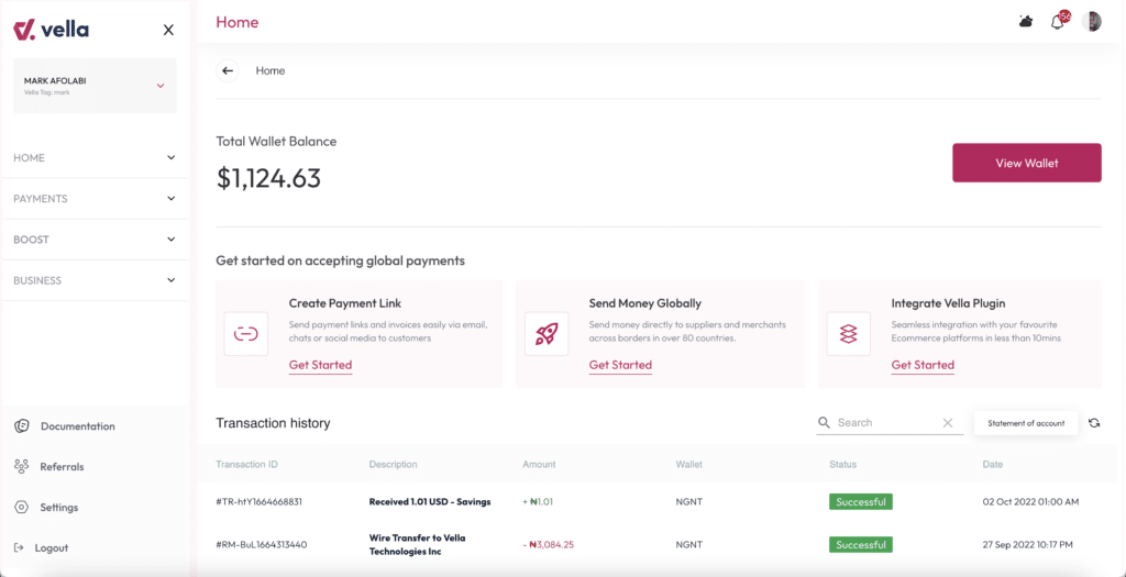 Vella Finance launches Vella 2.0 availing more tools for SMEs to accelerate cross border payments 4 Dashboard