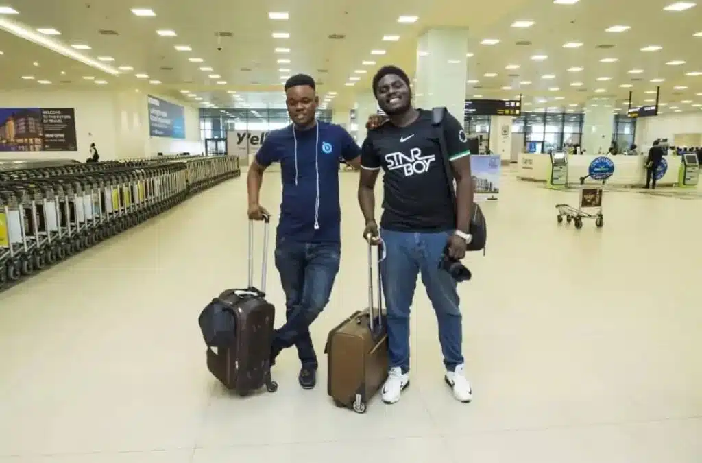 Travellers at an airport