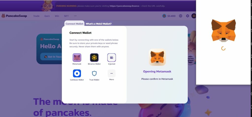 Connexion de MetaMask à Pancakeswap