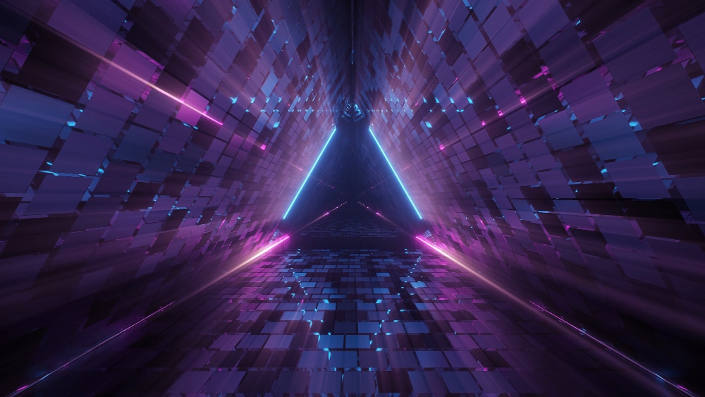 cool geometric triangular figure neon laser light great backgrounds