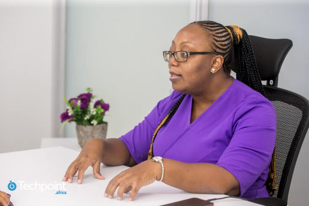 A picture of Dolapo Agbede. speaking during an interview