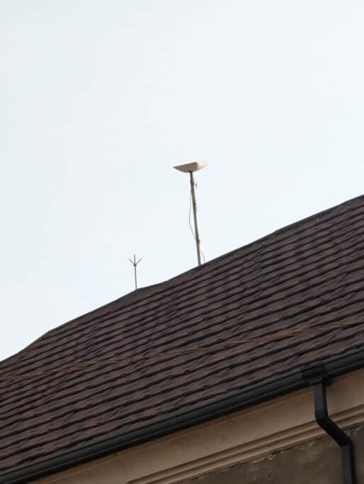 Starlink dish mounted on Gbadebo's roof