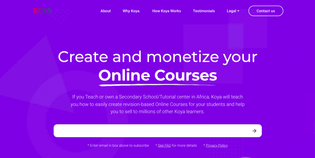 Koya Africa website