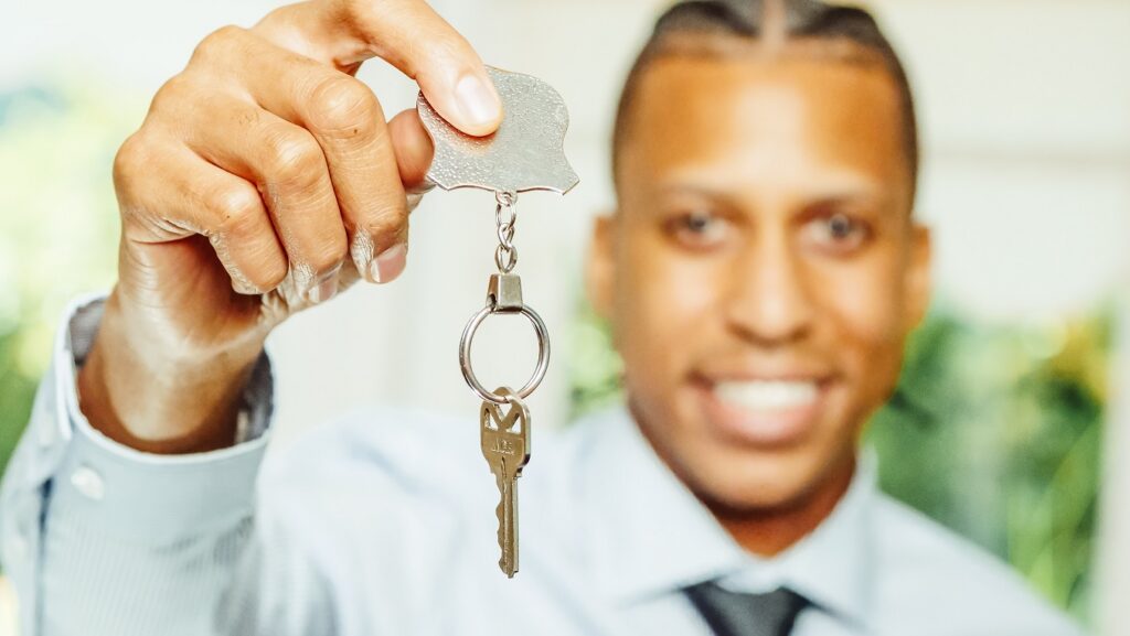 Salesman with key small