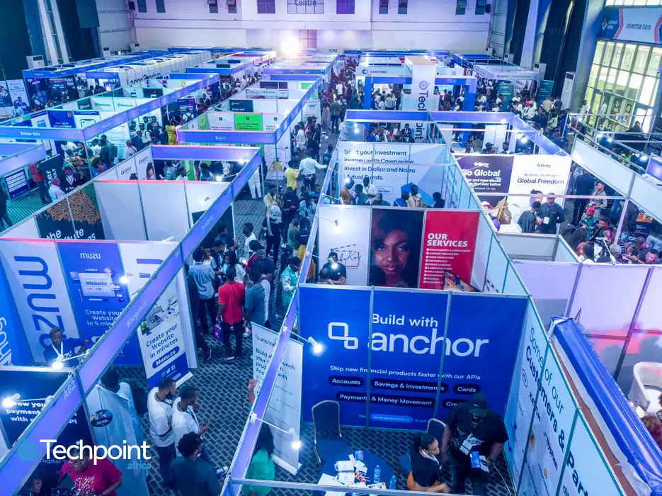 Droneshot of exhibition booths at Lagos Startup Expo 1.0