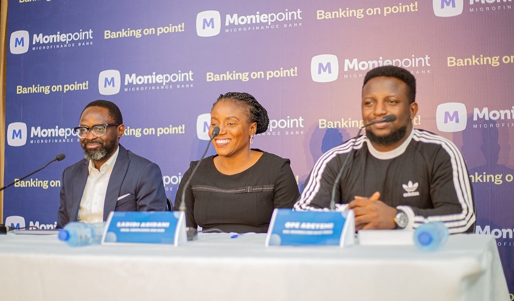  L-R Acting Managing Director, Moniepoint Microfinance Bank, Babatunde Olofin; Head, Compliance and Risk, Ladidi Agidani; and Senior Vice President, Channels and Sales Tools, Ope Adeyemi, during Moniepoint MFB’s Financial Inclusion Media Conversation in Lagos