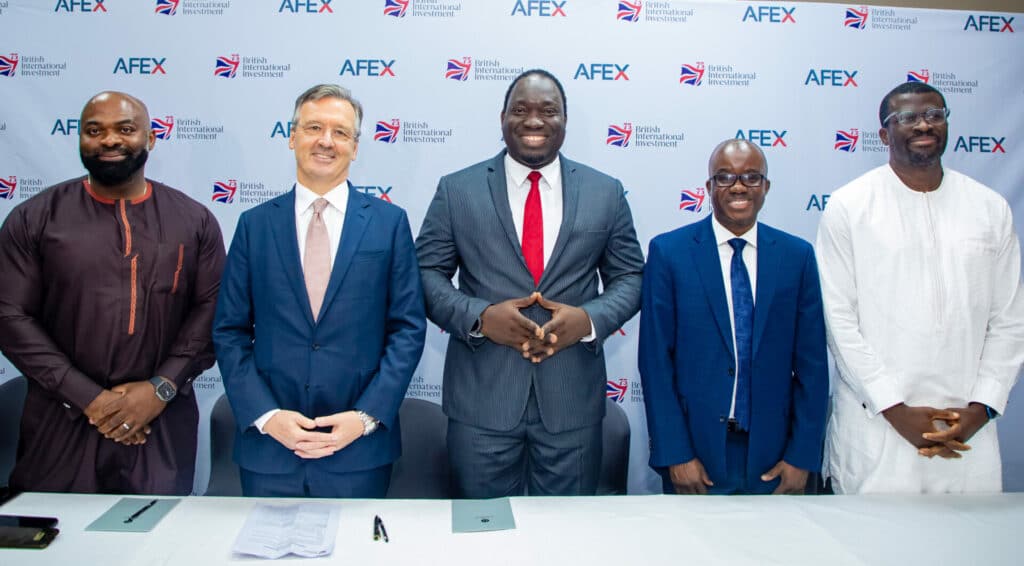 AFEX Group CEO Ayodeji Balogun, BII Chief Executive Officer, Nick O’Donohoe and others at the signing announcement