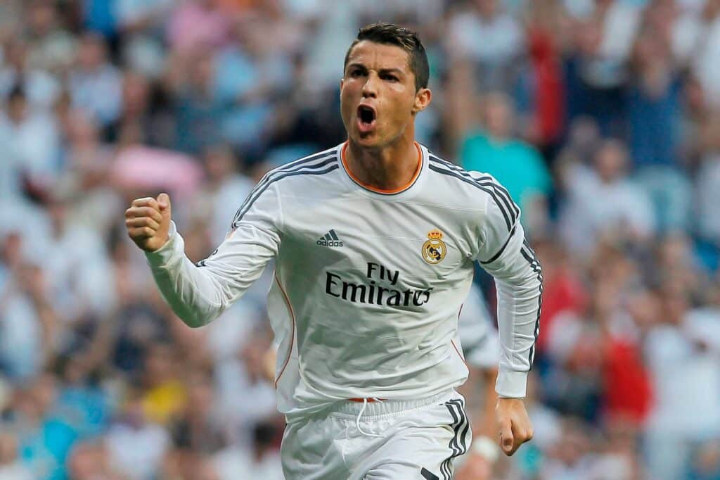 Christiano Ronaldo after he scored a goal