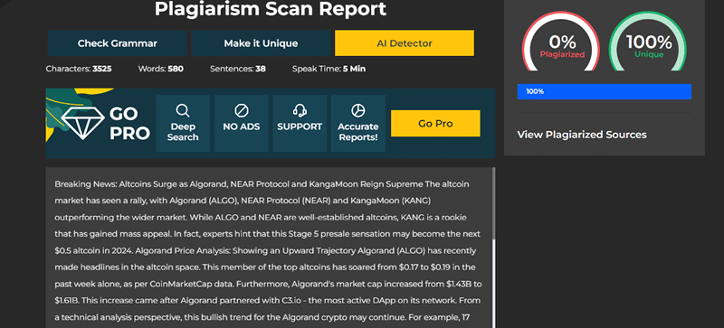 Breaking News: Altcoins Surge as Algorand, NEAR Protocol and KangaMoon Reign Supreme 1 Ma2