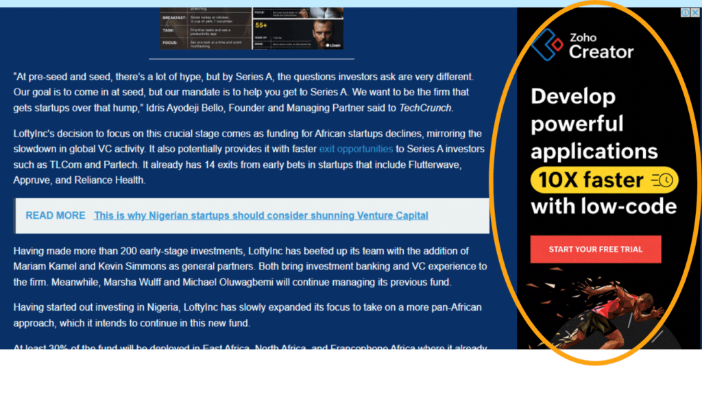 Side Banner on Techpoint Africa Website
