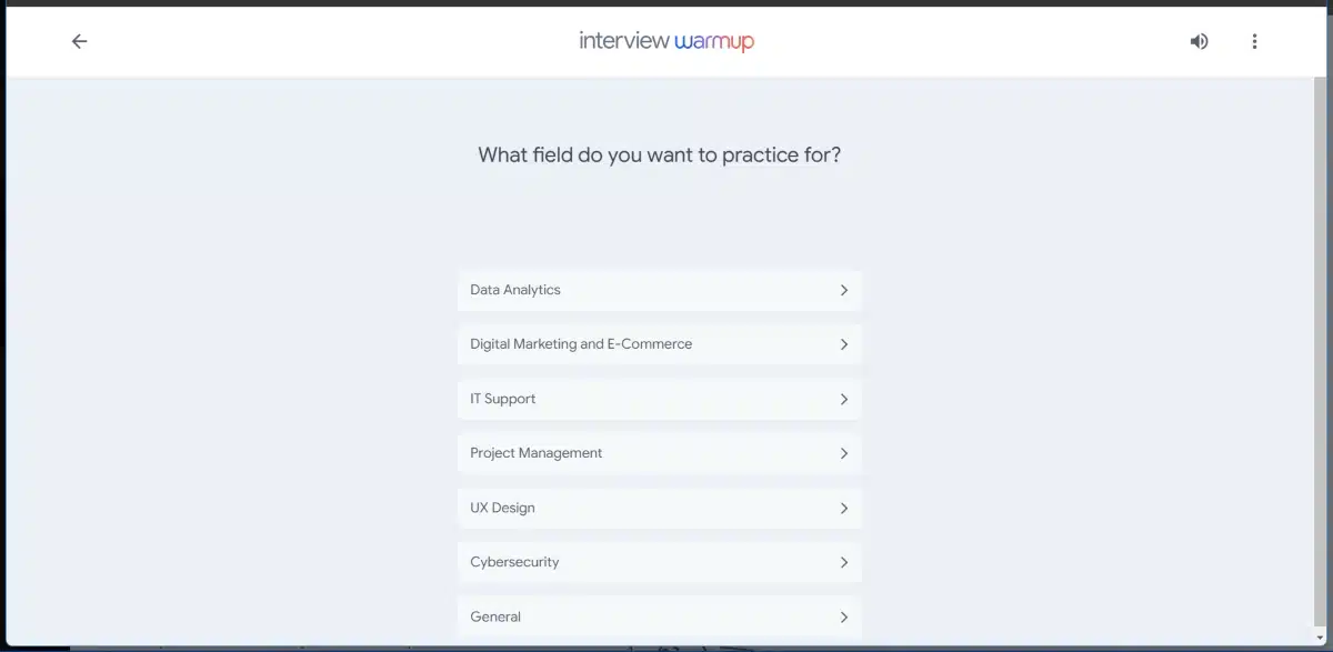Interview warmup homepage