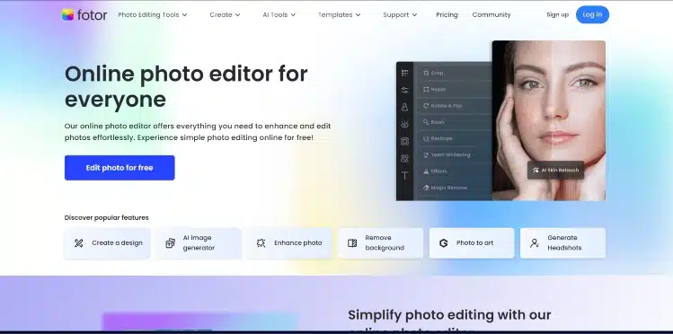 Fotor homepage