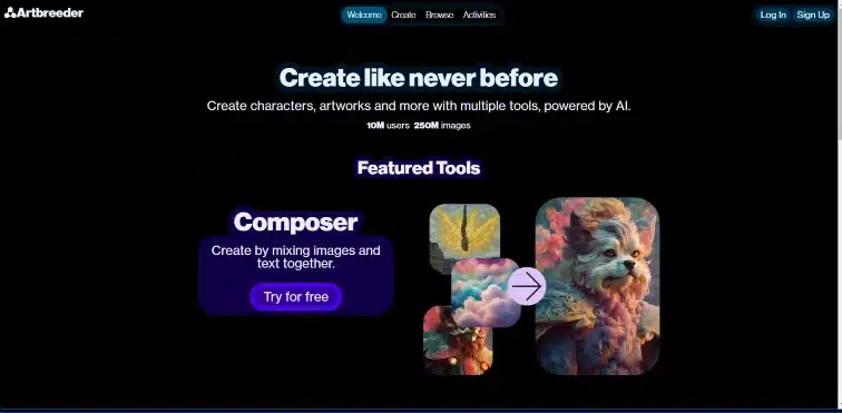 Artbreeder homepage