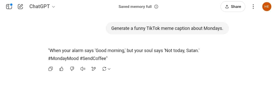 ChatGPT TikTok Caption