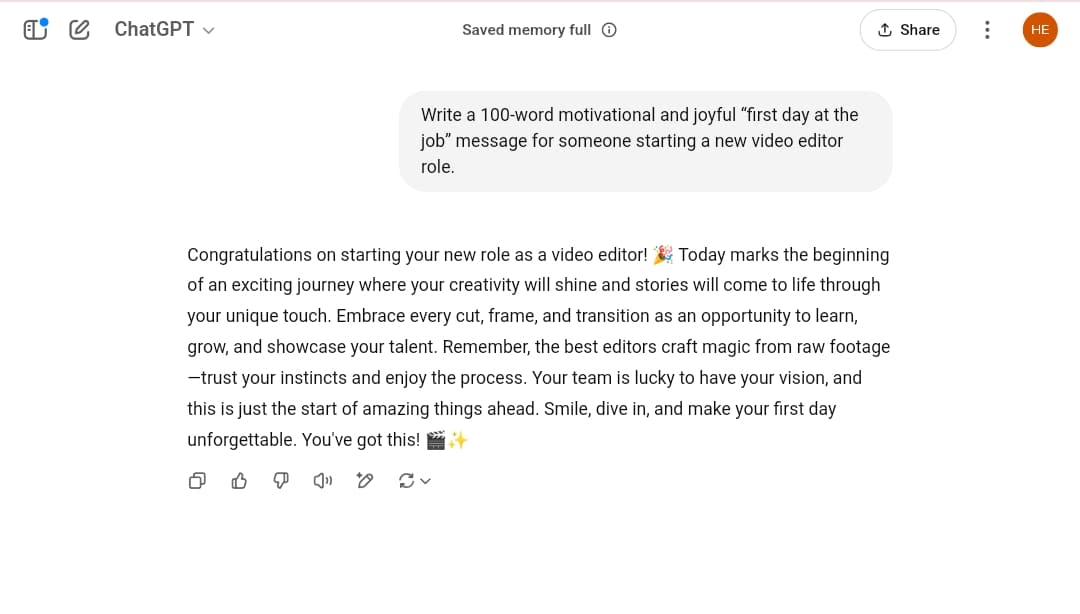 ChatGPT Motivational Message