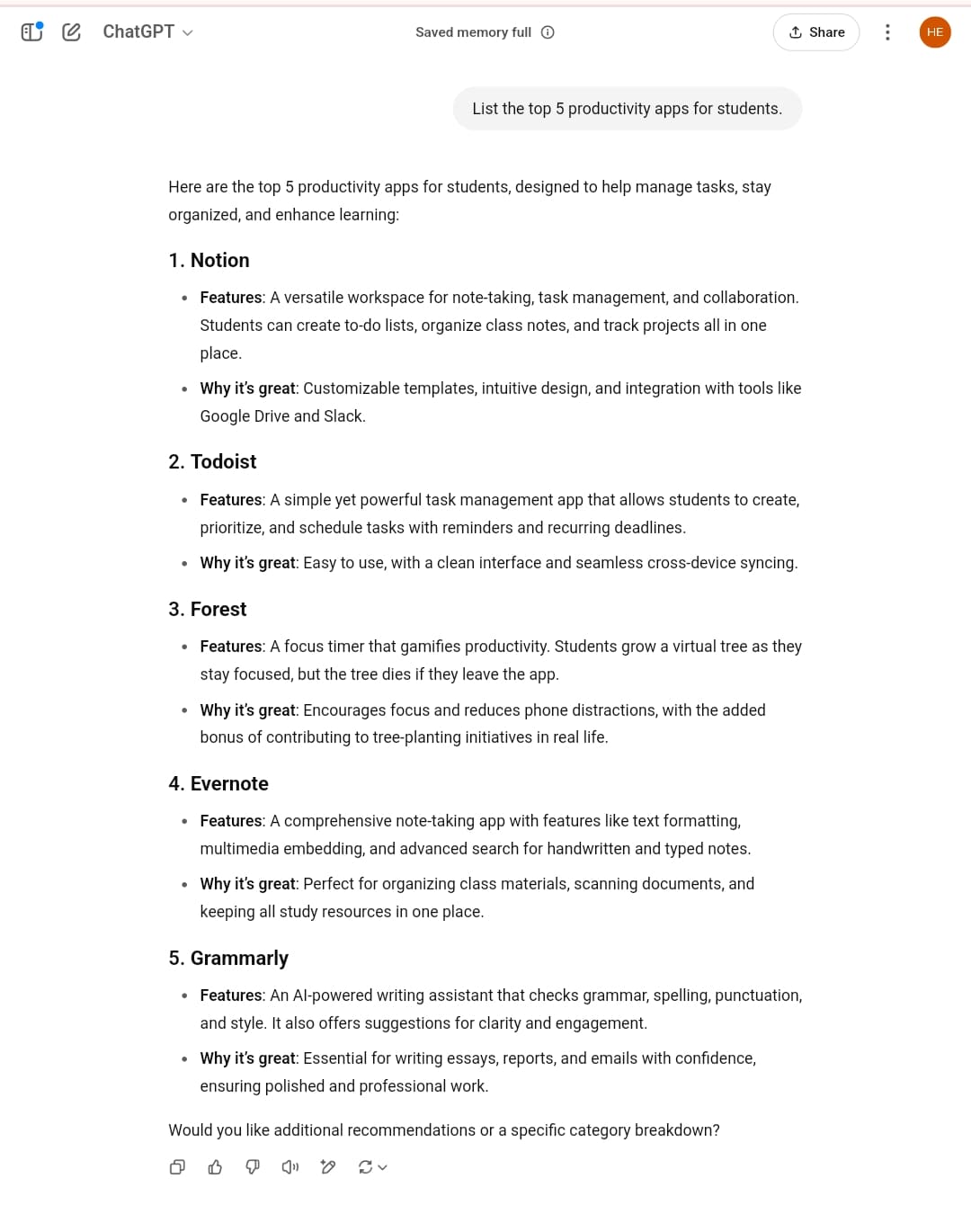 ChatGPT Productivity Apps List