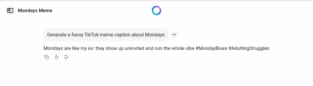 Meta AI TikTok Caption