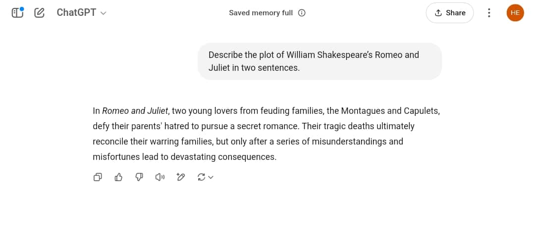 ChatGPT Romeo and Juliet Summary