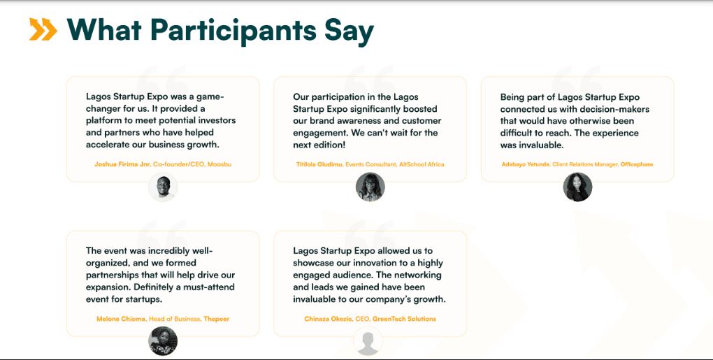 Why the Lagos Startup Expo has become a must-attend event: real stories, real impact 2 Exhibitor testimonials at Lagos Startup Expo