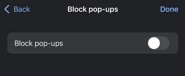 How to allow pop-ups on iPhone 7