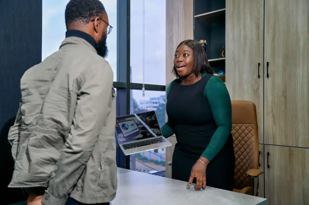 An employee getting scolded