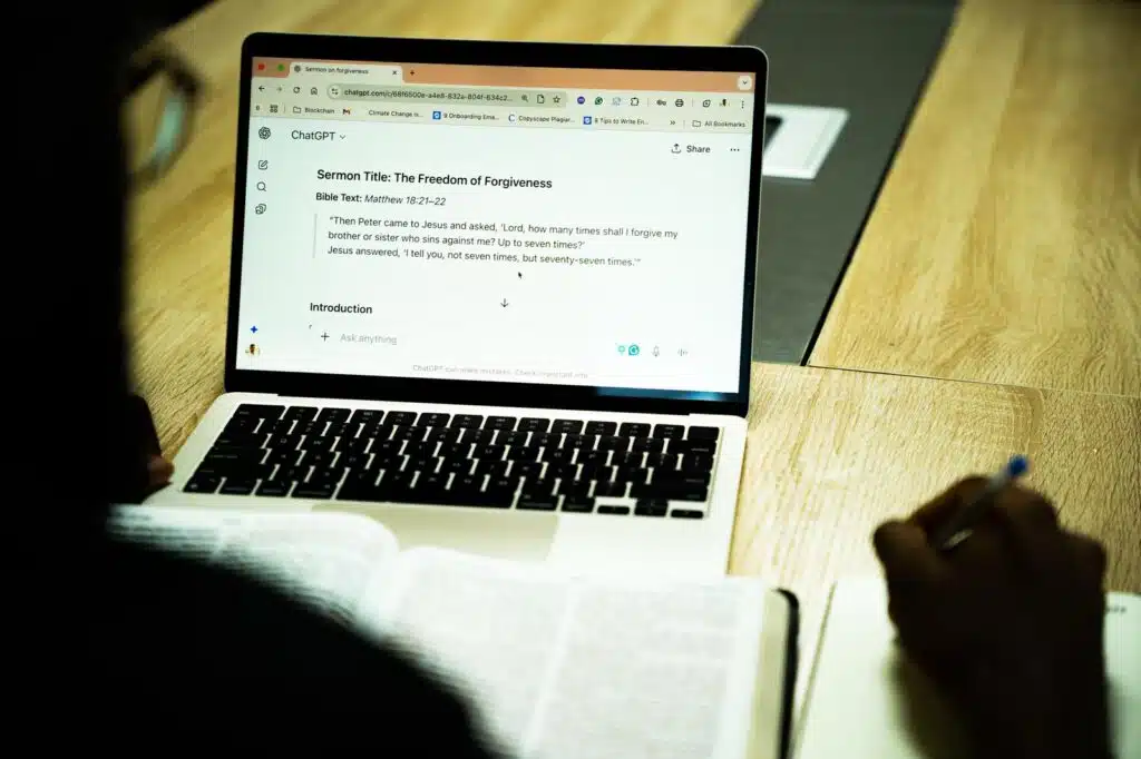 A laptop with ChatGPT on the screen
