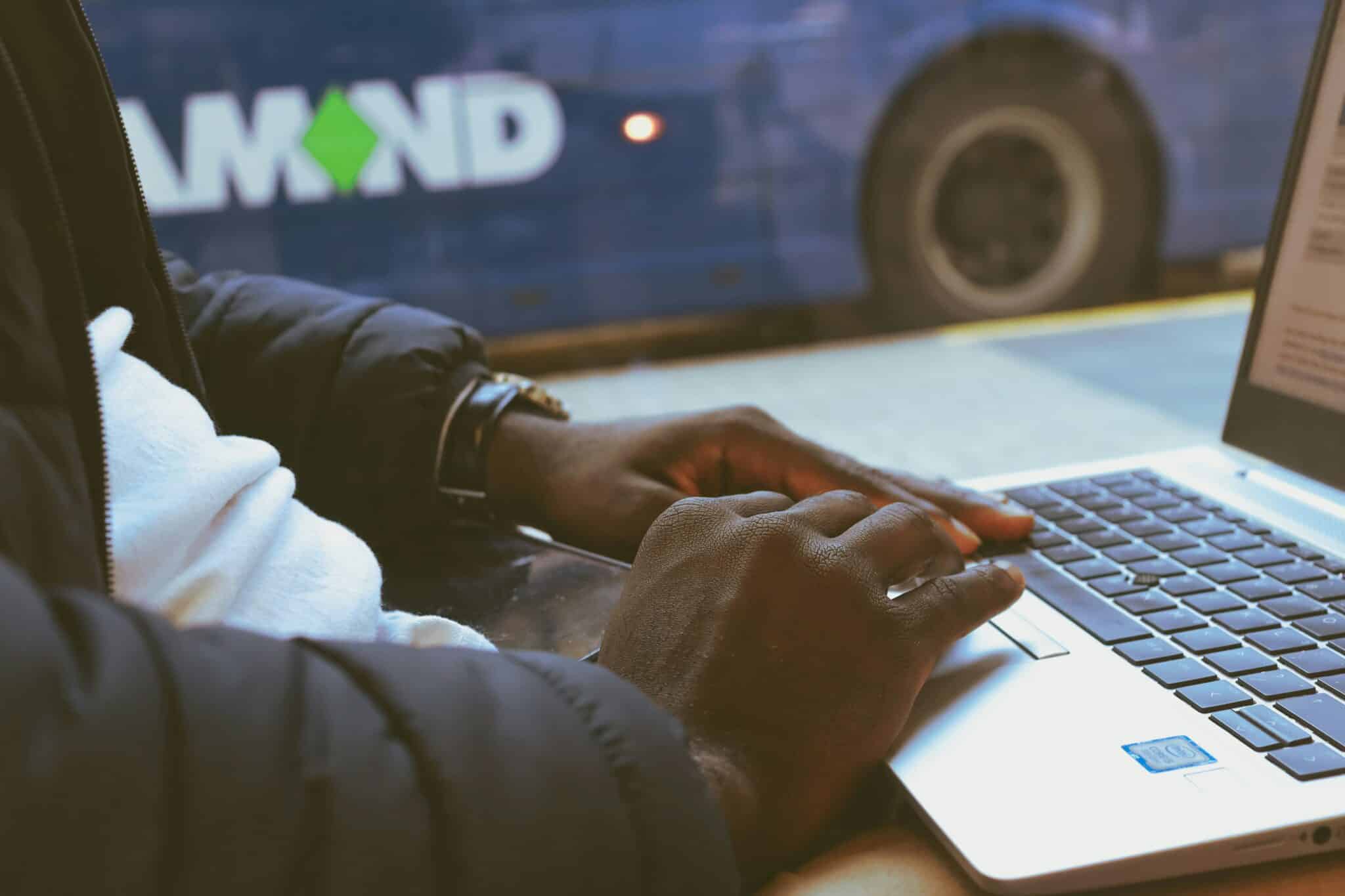 A remote worker working on a laptop