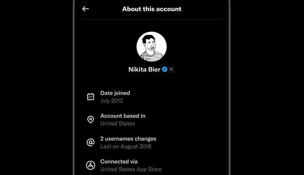 Screenshot of X new feature