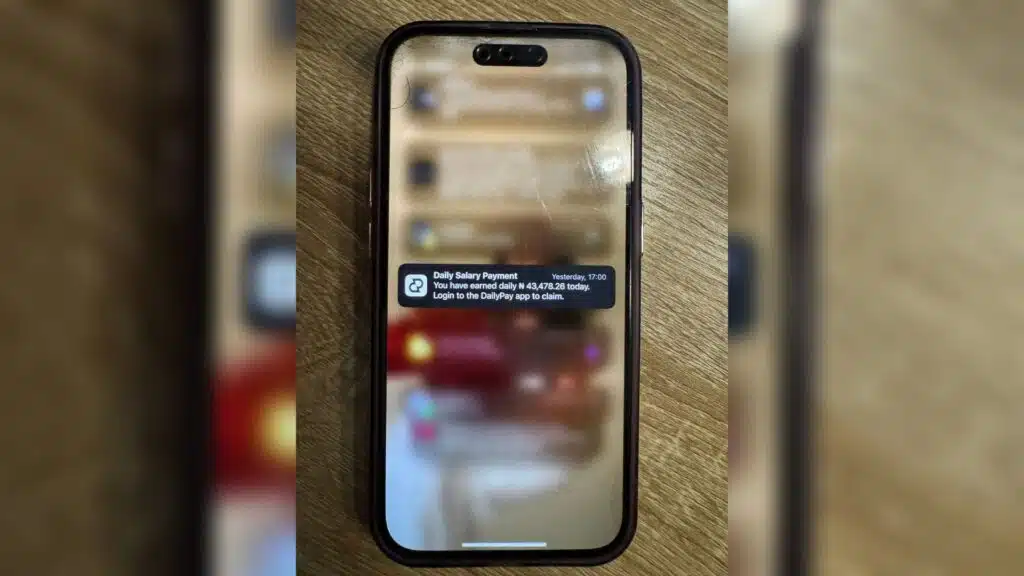 This startup wants to help Nigerians receive their salary daily 3 A phone with notification on screen, which shows daily payment salary has been made techpoint.africa