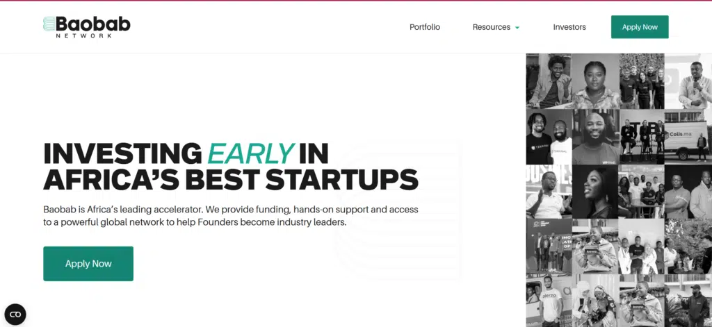 10 Top African Startup Accelerators: Funding & Support in 2025 4 A screenshot of the Baobab Network website
