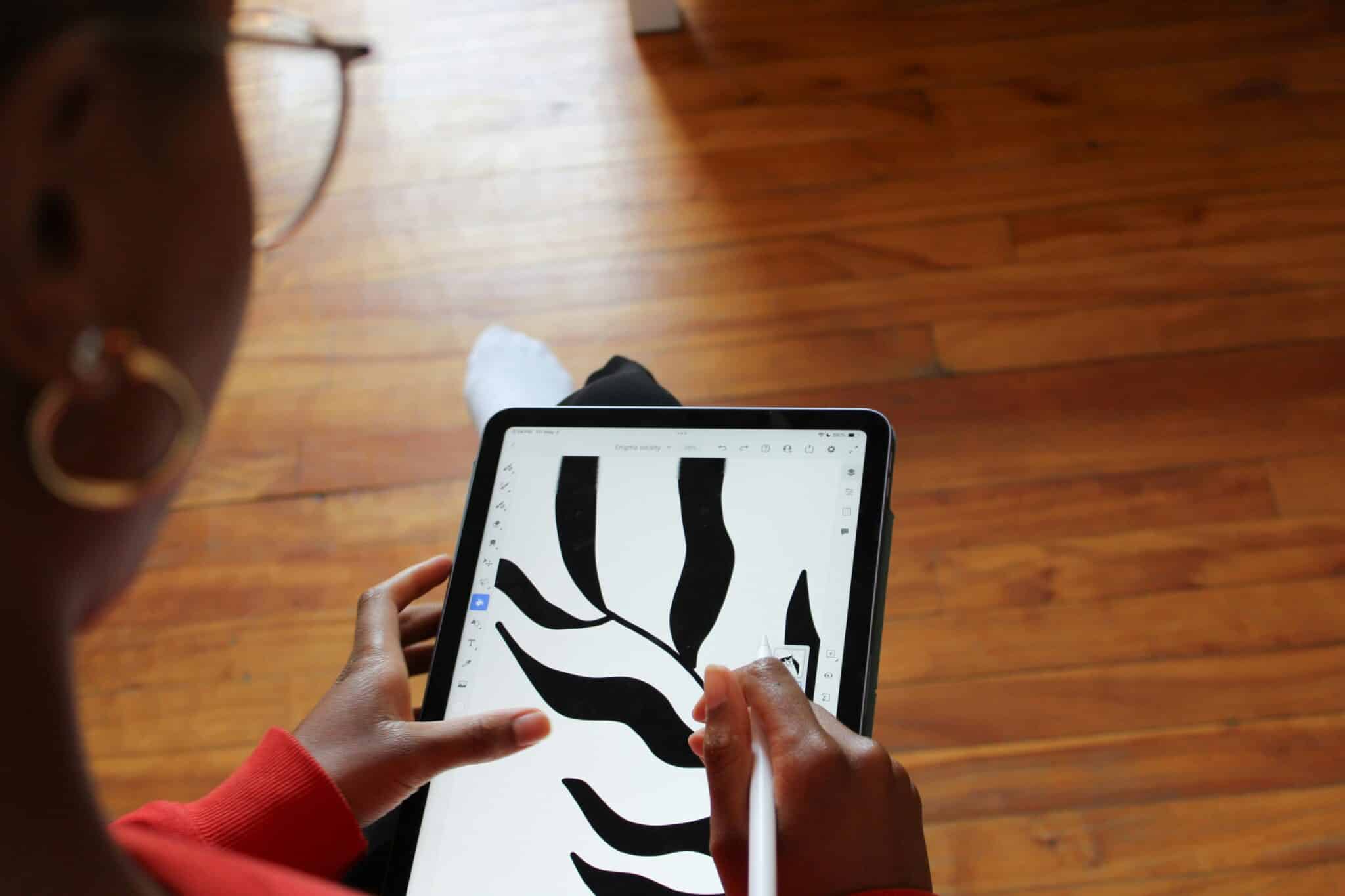 An artist using a tablet