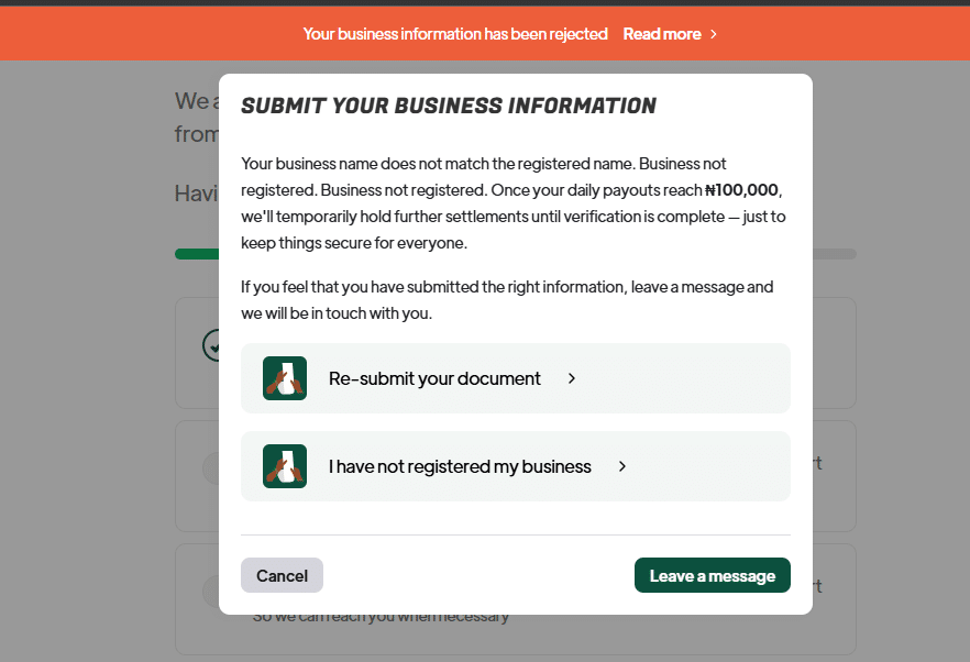 We impersonated a restaurant on Glovo and Chowdeck; the platforms never noticed 7 A screenshot from Chowdeck's vendor registration page|techpoint.africa
