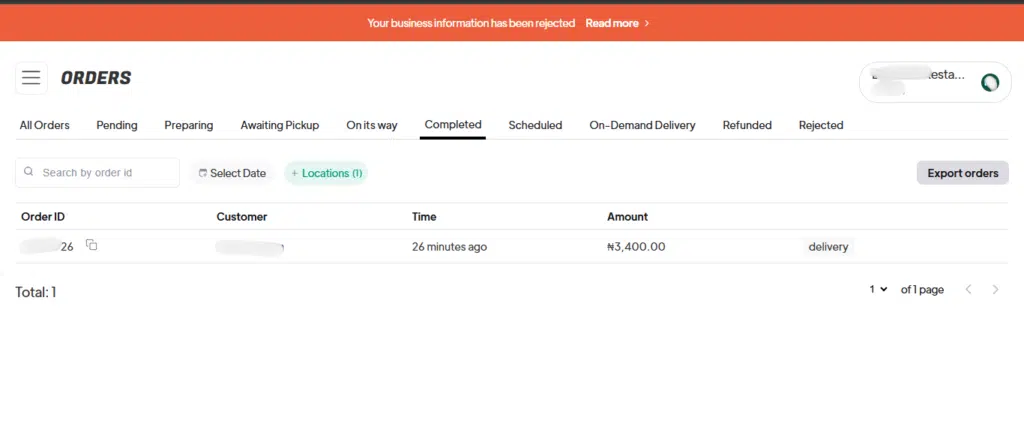 A screenshot from Chowdeck's vendor registration page|techpoint.africa