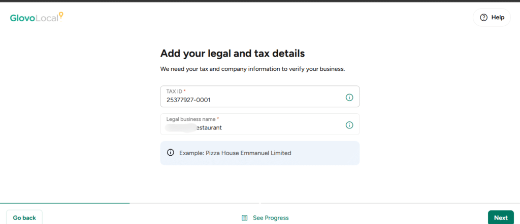 We impersonated a restaurant on Glovo and Chowdeck; the platforms never noticed 2 A screenshot from Glovo's vendor registration page|techpoint.africa
