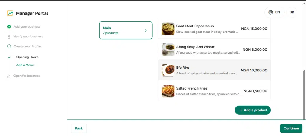 A screenshot from Glovo's vendor registration page|techpoint.africa