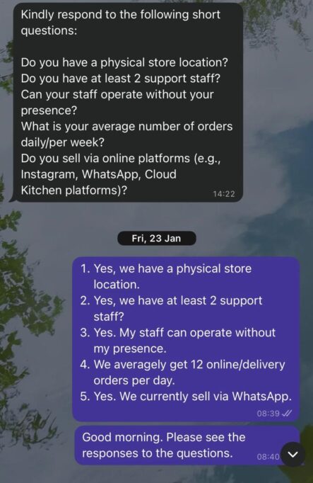 We impersonated a restaurant on Glovo and Chowdeck; the platforms never noticed 5 A screenshot from our conversation with a Glovo representative|techpoint.africa