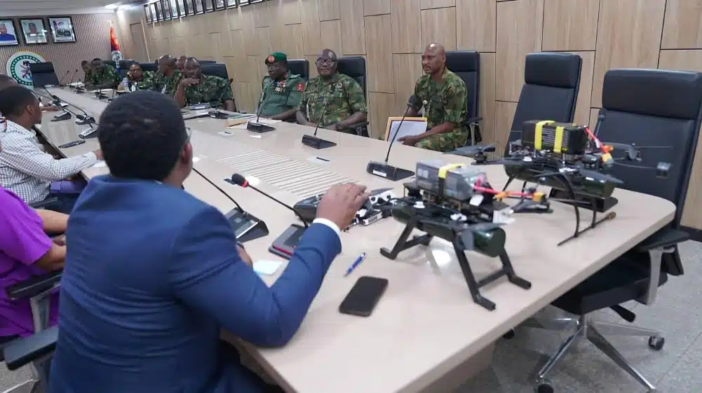 UNICCON Group Showcases Indigenous AI and Autonomous Systems Drones Through its Defence Subsidiary, Babasky Technologies. 1 Professor Chuks Ekwueme with Defence chiefs