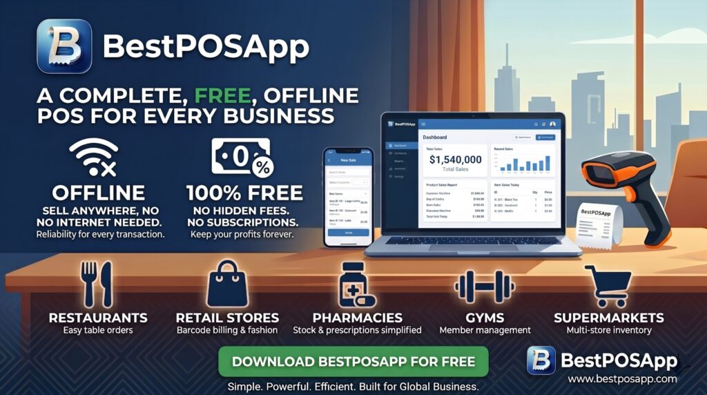 BestPOSApp Launches Free Offline POS System for Restaurants, Retail Stores, Pharmacies, Gyms and Supermarkets