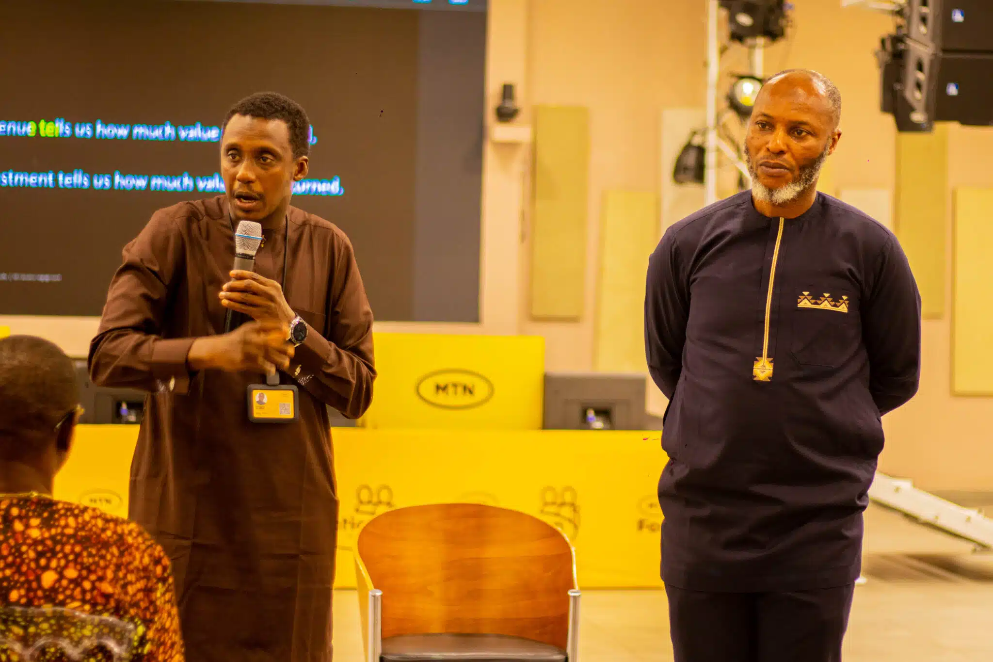 MTN CTO Yahaya Ibrahim and MTN CFO Modupe Kadri responding to questions from journalist |techpoint.africa